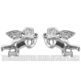 Heavy Metal Jewelry Ladies Cherub Angel Post & Nut Earrings Stainless Steel SE1474