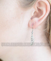 Biker Jewelry Ladies Angel Wing French Wire Earrings Stainless Steel SE25