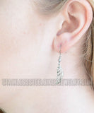 Biker Jewelry Ladies Angel Wing French Wire Earrings Stainless Steel SE25