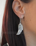 Biker Jewelry Ladies Angel Wing French Wire Earrings Stainless Steel SE25