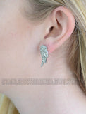 Heavy Metal Jewelry Ladies Angel Wing Bling Earrings Stainless Steel SE16