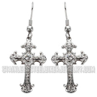 Biker Jewelry Ladies Bling Cross French Wire Earrings Stainless Steel Religious Jewelry SE4