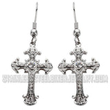 Biker Jewelry Ladies Bling Cross French Wire Earrings Stainless Steel Religious Jewelry SE4
