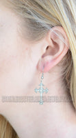 Biker Jewelry Ladies Bling Cross French Wire Earrings Stainless Steel Religious Jewelry SE4