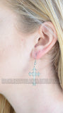 Biker Jewelry Ladies Bling Cross French Wire Earrings Stainless Steel Religious Jewelry SE4