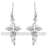 Biker Jewelry Ladies Flaming Cross French Wire Earrings Stainless Steel Religious Jewelry SE49