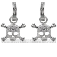 Jewelry Ladies Bling Skull & Crossbones Hoop Earrings Stainless Steel SE23