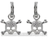 Jewelry Ladies Bling Skull & Crossbones Hoop Earrings Stainless Steel SE23