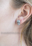 Biker Jewelry 3-D Bling Skull Ladies Stud Earrings Stainless Steel SE13