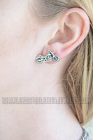 Biker Jewelry Ladies Classic Motorcycle Stud Earrings Stainless Steel SE47