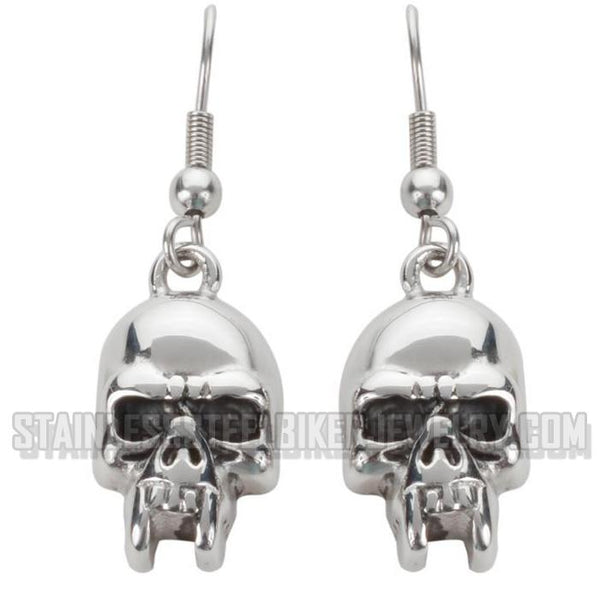 Heavy Metal Jewelry Ladies Vampire Skull French Wire Earrings Stainless Steel SE1621