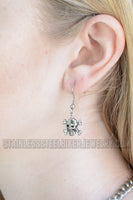 Heavy Metal Jewelry Ladies Skull & Crossbones French Wire Earrings Stainless Steel SE1628