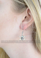 Biker Jewelry Skull & Wrenches French Wire Earrings Stainless Steel SE7