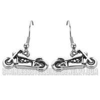 Biker Jewelry Ladies Dangle Motorcycle French Wire Earrings Stainless Steel SE48