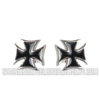 Jewelry Unisex Black Iron Cross Post & Nut Earrings Stainless Steel SE32
