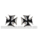 Jewelry Unisex Black Iron Cross Post & Nut Earrings Stainless Steel SE32