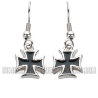 Ladies Iron Cross French Wire Earrings Stainless Steel SE31