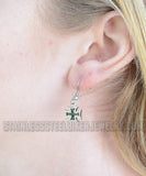 Ladies Iron Cross French Wire Earrings Stainless Steel SE31