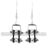 Biker Jewelry Ladies Motorcycle Bike Chain Earrings Stainless Steel Chrome & Black SE65