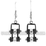 Biker Jewelry Ladies Motorcycle Mini Bike Chain Earrings Stainless Steel Black & Black SE55