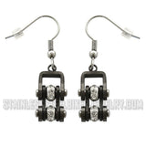 Heavy Metal Jewelry Ladies Mini Motorcycle Gunmetal Biker Earrings Stainless Steel SE2020E