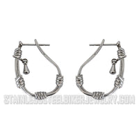 Heavy Metal Jewelry Ladies Barbed Wire Hoop Earrings Stainless Steel SE2038