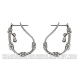 Heavy Metal Jewelry Ladies Barbed Wire Hoop Earrings Stainless Steel SE2038