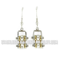 Biker Jewelry Ladies Motorcycle Bike Chain Earrings Stainless Steel Chrome / Gold SE53
