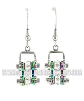 Biker Jewelry Ladies Motorcycle Bike Chain Earrings Stainless Steel Chrome / Iridescent SE71