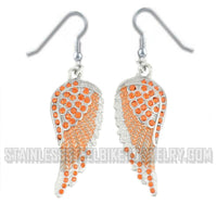 Heavy Metal Jewelry Ladies Bling Orange Wings French Wire Earrings Stainless Steel SE2248