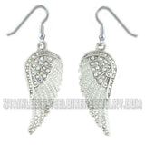 Large Women's Stainless Angel Wing Earrings / Iridescent Rainbow Crystals SE66