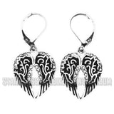 Biker Jewelry Ladies Bling Wings Lever Back Stainless-Steel Earrings SE14