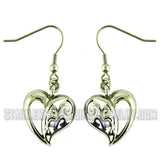 Heavy Metal Jewelry Ladies Dangle Heart French Wire Earrings Stainless Steel SE78