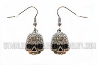 Biker Jewelry Ladies Bling Willie G Skull French Wire Earrings Stainless Steel SE79