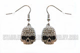 Biker Jewelry Ladies Bling Willie G Skull French Wire Earrings Stainless Steel SE79