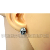 Small Unisex Bling Willie G Skull Post & Nut Earrings Stainless Steel SE18