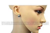 Small Unisex Bling Willie G Skull Post & Nut Earrings Stainless Steel SE18