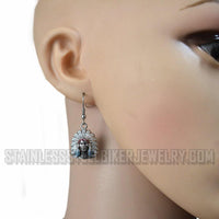 Biker Jewelry Ladies Indian Headdress Bust Earrings Stainless Steel SE43