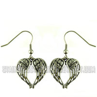 Heavy Metal Jewelry Winged Heart Earrings Stainless Steel SE39