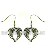 Heavy Metal Jewelry Winged Heart Earrings Stainless Steel SE39