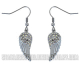 Heavy Metal Jewelry Ladies Mini White Painted Winged French Wire Earring Stainless Steel SE2536