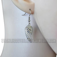 Heavy Metal Jewelry Ladies Mini White Painted Winged French Wire Earring Stainless Steel SE2536