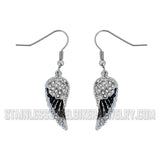 Jewelry Ladies Black Wings French Wire Mini Earrings Stainless Steel SE46