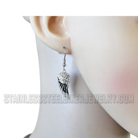 Jewelry Ladies Black Wings French Wire Mini Earrings Stainless Steel SE46