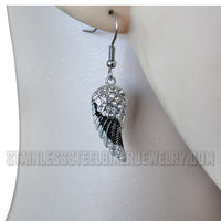 Jewelry Ladies Black Wings French Wire Mini Earrings Stainless Steel SE46