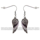 Biker Jewelry Ladies Bling Purple Wings French Wire Mini Earrings Stainless Steel SE10