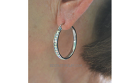 Women's Hoop Earrings Iridescent Crystals 30mm or 40mm Stainless Steel SE56