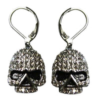 Ladies Bling Earrings Stainless Steel Skull Lever Backs SE86