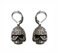 Ladies Bling Earrings Stainless Steel Skull Lever Backs SE86