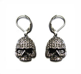 Ladies Bling Earrings Stainless Steel Skull Lever Backs SE86